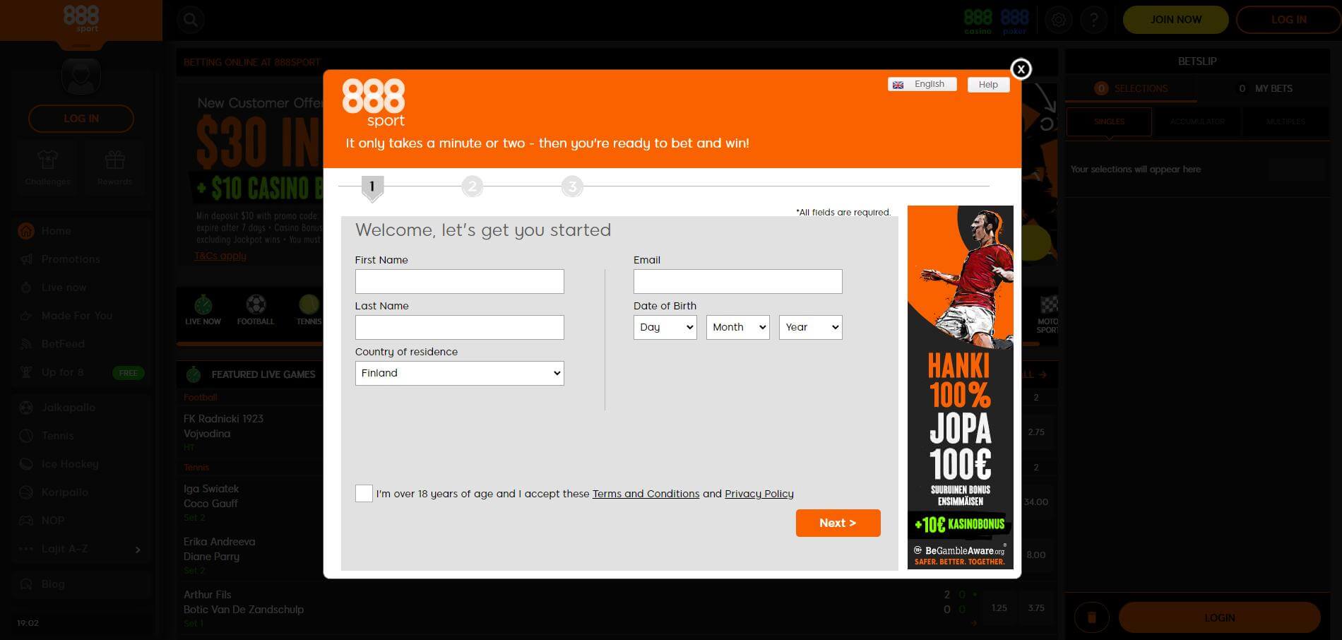 888Sport Sign Up