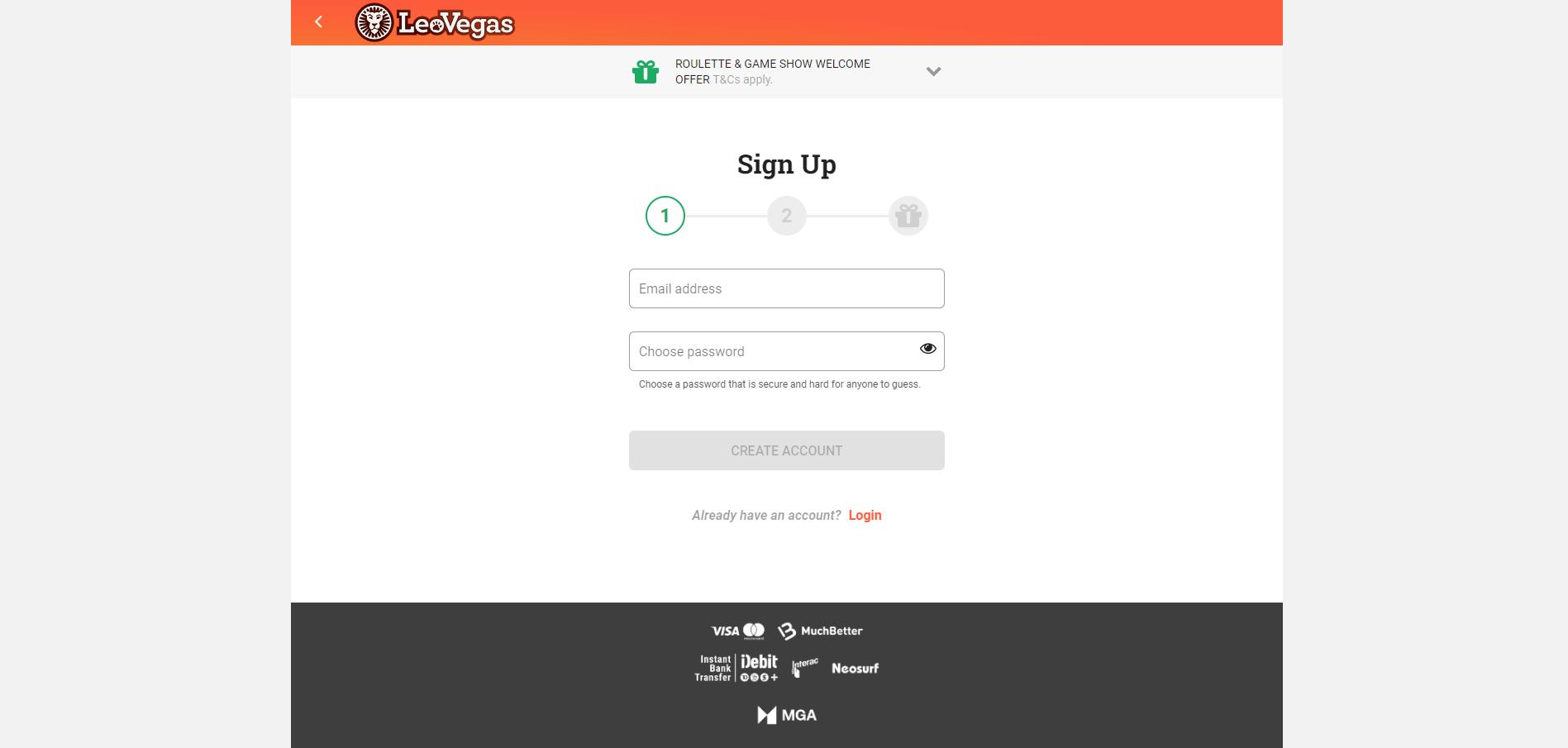 LeoVegas Account Registration Process